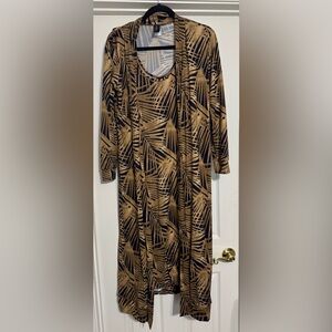 Stylish Black and Tan Patterned Two-Piece Dress